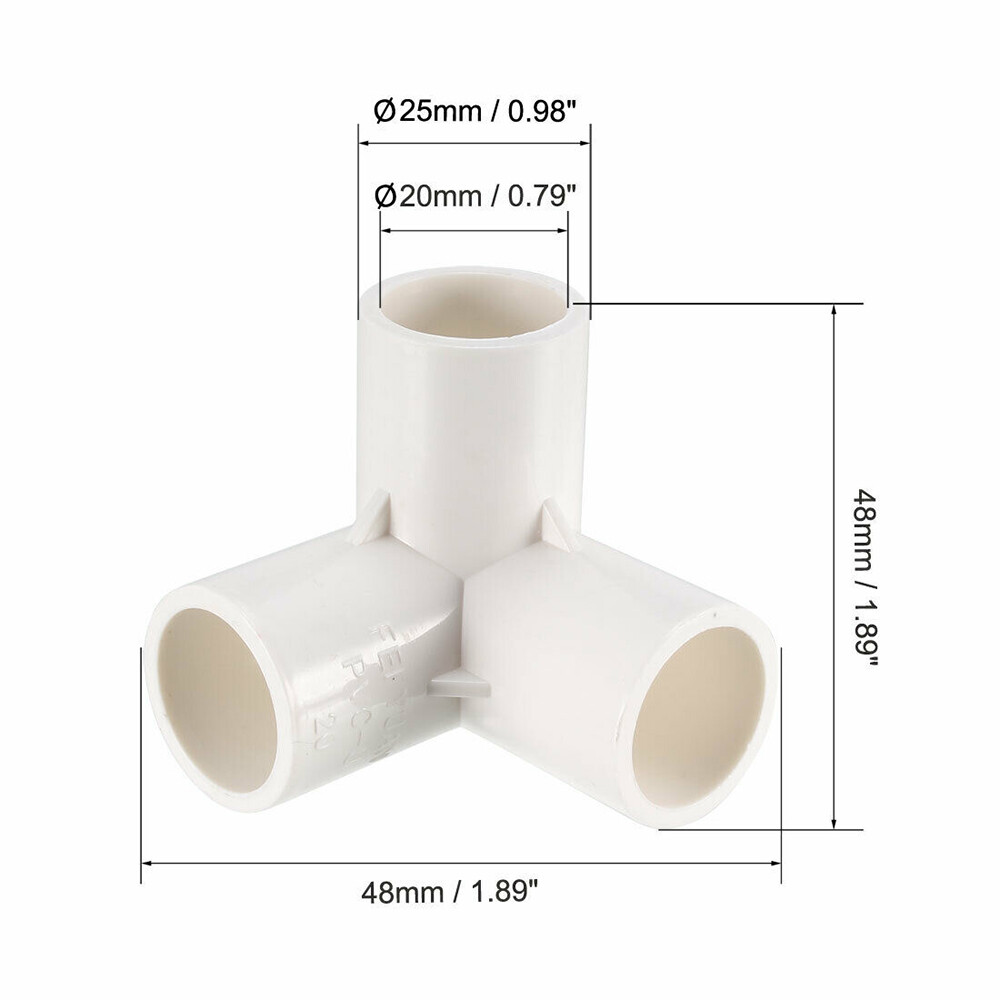 20/25/32/40/50mm PVC 3-Way Elbow Socket Coupling Pipe Fitting White/Blue/Grey