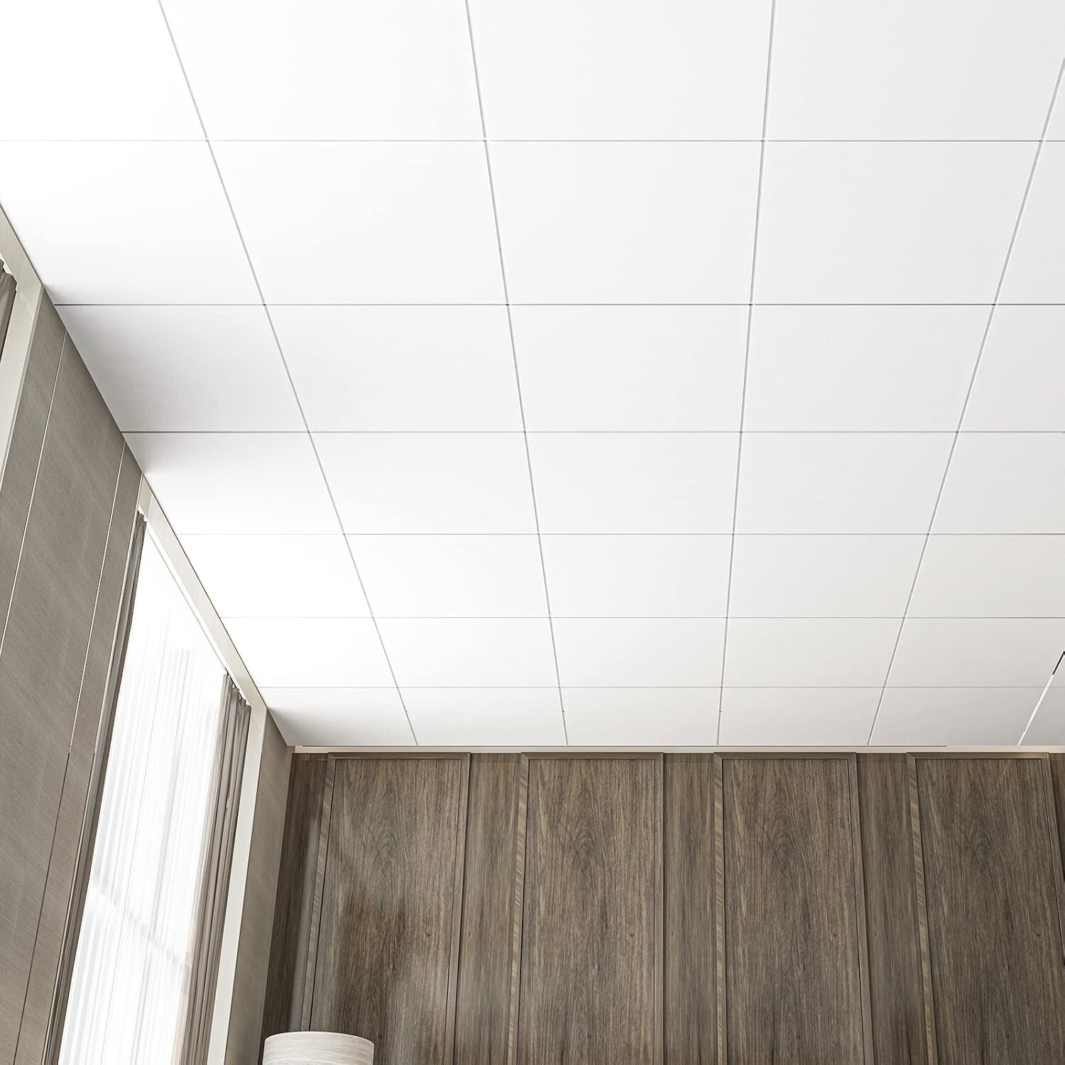 Art3d 12-Pack Smooth Drop Ceiling Tile 2ft x 2ft in Off White, PVC Ceiling Panel