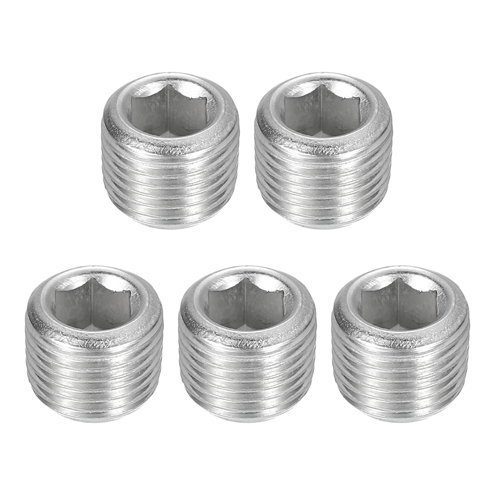 5Pcs Socket Pipe Plugs NPT 1/8″Stainless Steel Hex Thread Pipe Caps Silver