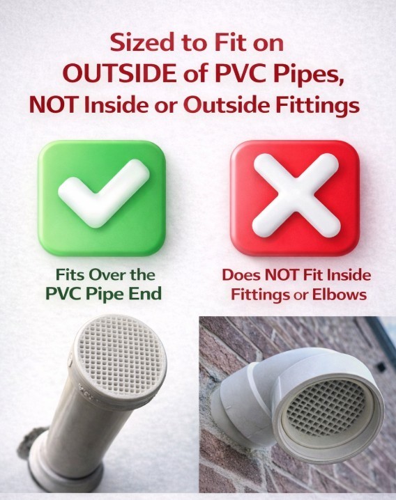 3″ PVC Pipe End Cap with Integral Screen for Socket Fit on 3-1/2″ OD Pipe