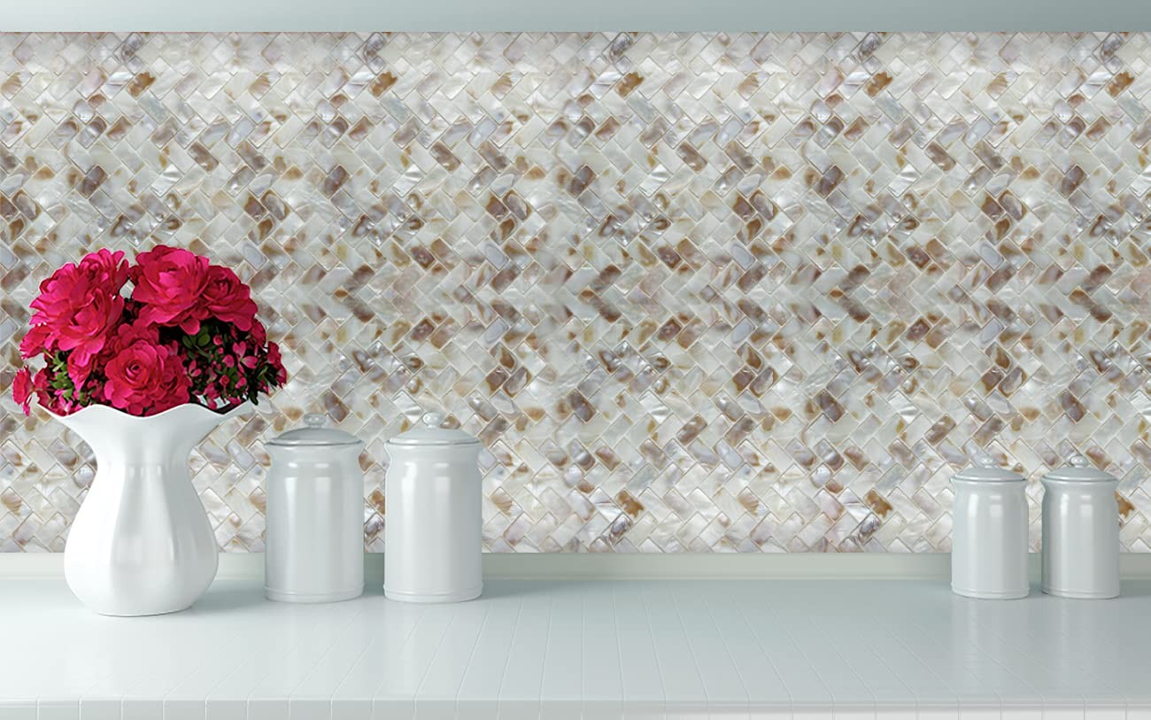 Mop Pearl Shell Mosaic Herringbone Tile Are Used For Kitchen Backsplashes And