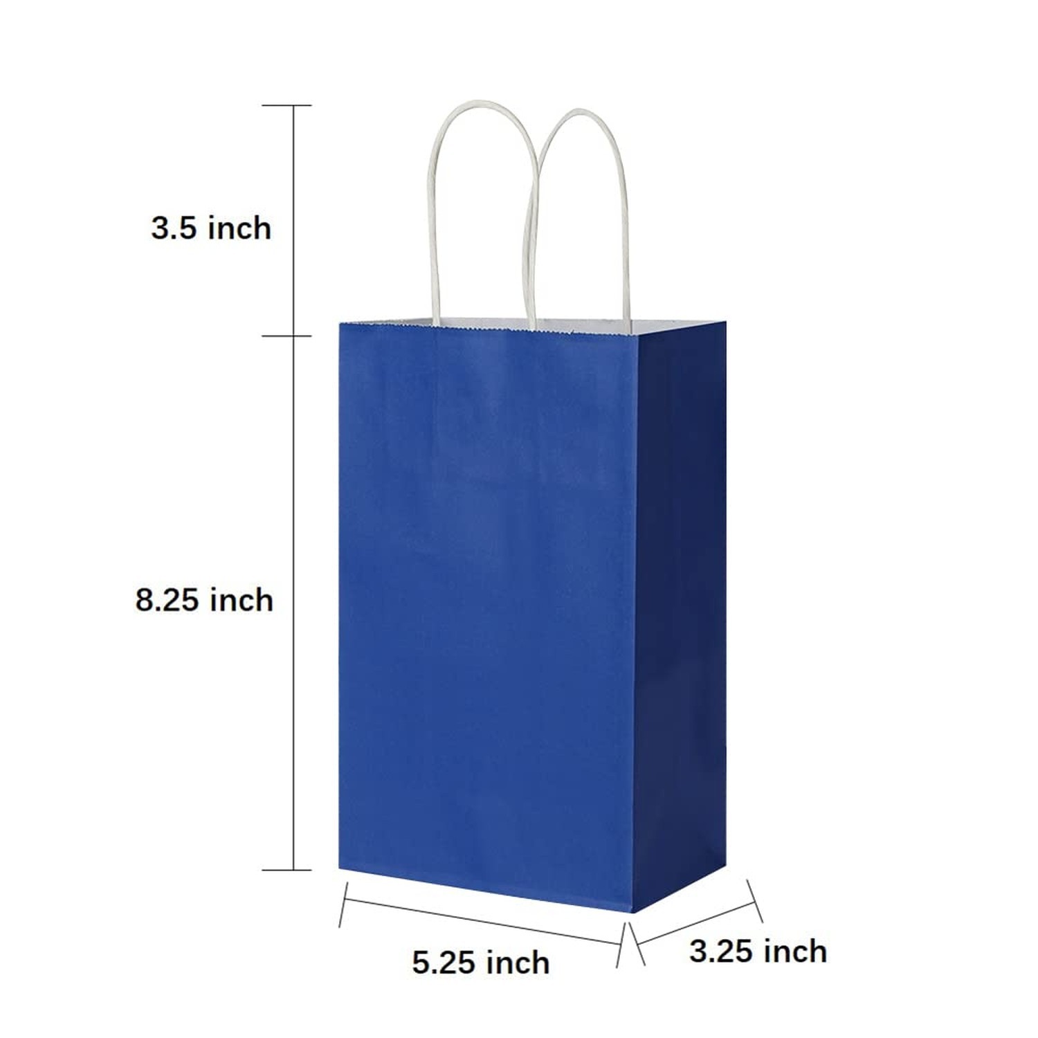 Oikss 50 Pack 5.25×3.25×8.25 Inch Small Royal Blue Kraft Paper Bags with Hand…