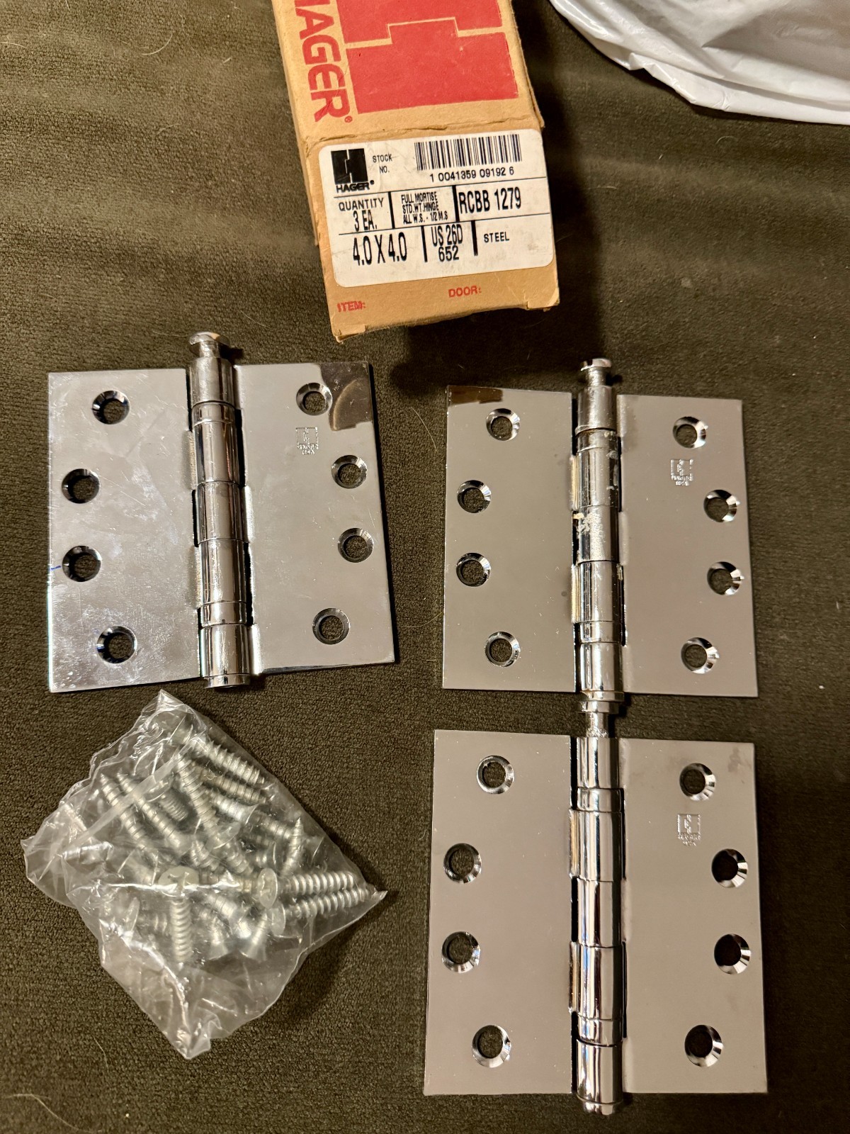 Hager BB1279 Full Mortise Five Knuckle Ball Bearing Polished Chrome Steel Hinge