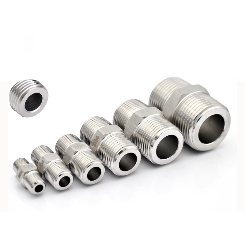 A2 Stainless Steel Hex Pipe Fittings BSP Male to Male Straight Nipples Connector