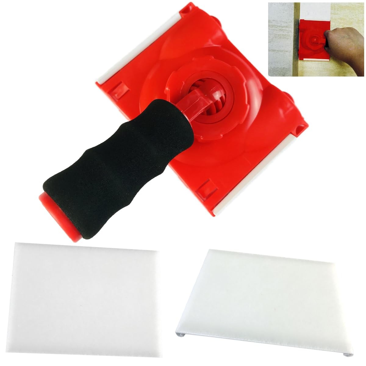 BANCOO RSL43 Paint Edge Trimmer Plus Two Replace Pads | Corner Medium, Red