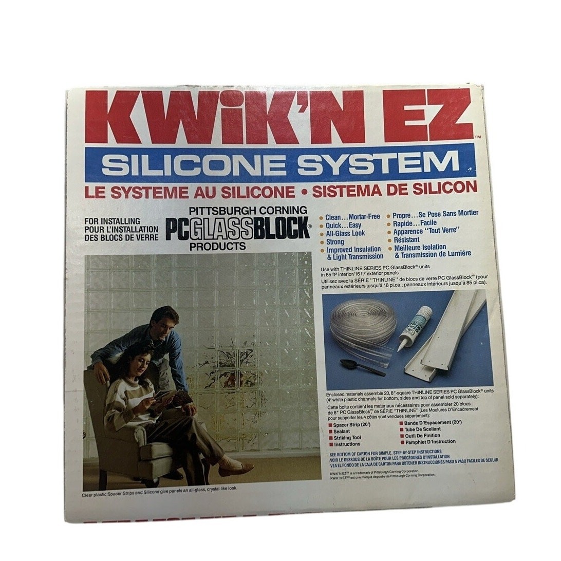 Pittsburgh Corning Kwik N EZ Silicone System Kit 8 Inch Glass Block Unused NOS