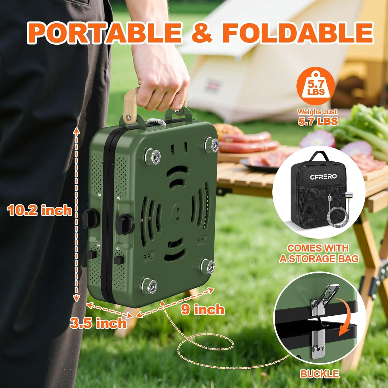 Propane 2-Burner Foldable Camping Stove with Carry Bag, Portable Propane Camp St