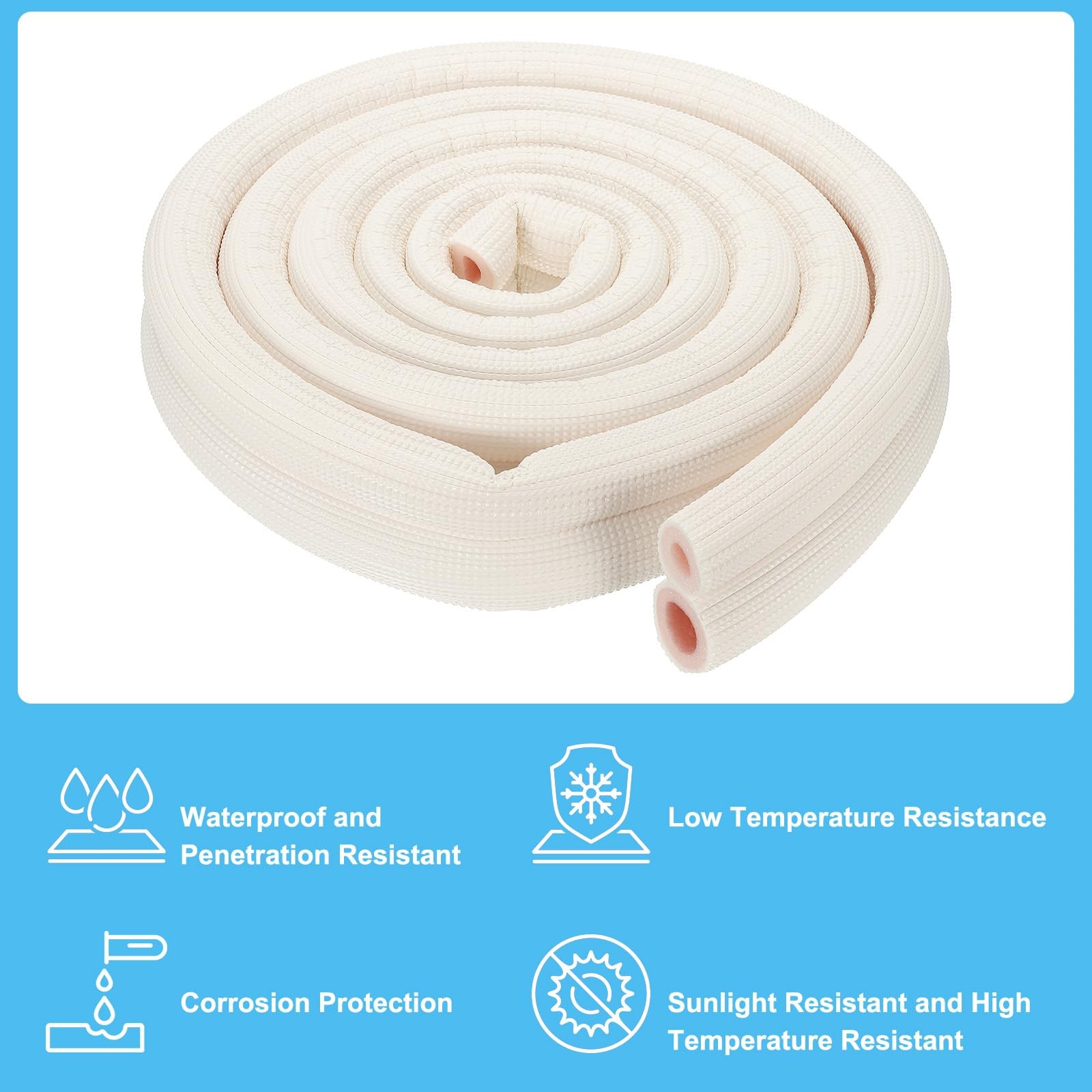 PATIKIL Pipe Insulation Foam Tube, Heat Preservation 3/8″,5/8″x9.84Ft