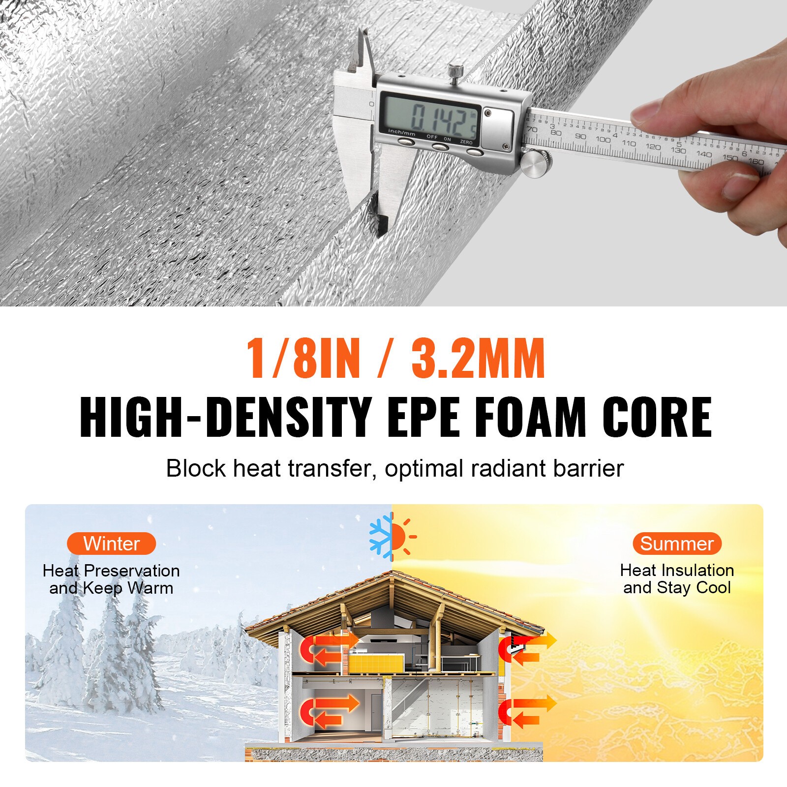 Double Reflective Insulation Roll Foam Radiant Barrier 48in x 100ft 3.5mm