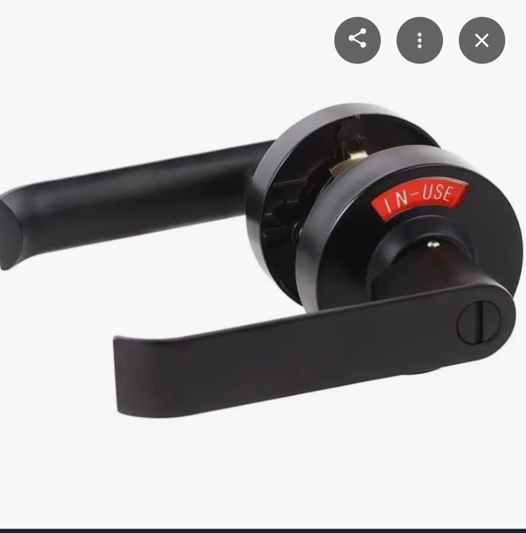 Black Privacy Door Lever with Vacant/In-Use Indicator, Hardware Included
