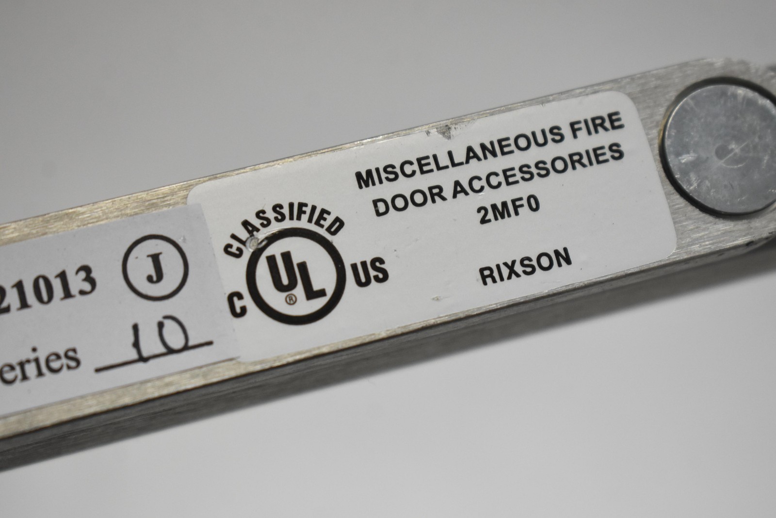 Rixson 2MF0 Series 10 Fire Door Closer Bar UL R21013 100-119-93 Silver Aluminum