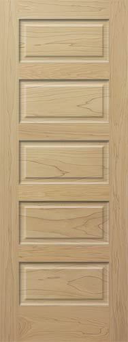 Poplar 5 Panel Equal Raised Panels Stain Grade Solid Core Interior Wood Doors