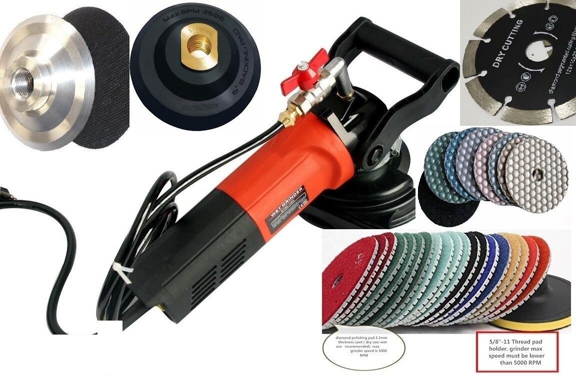 wet polisher grinder 5″ masonry 25 granite marble stone polish pad saw blade
