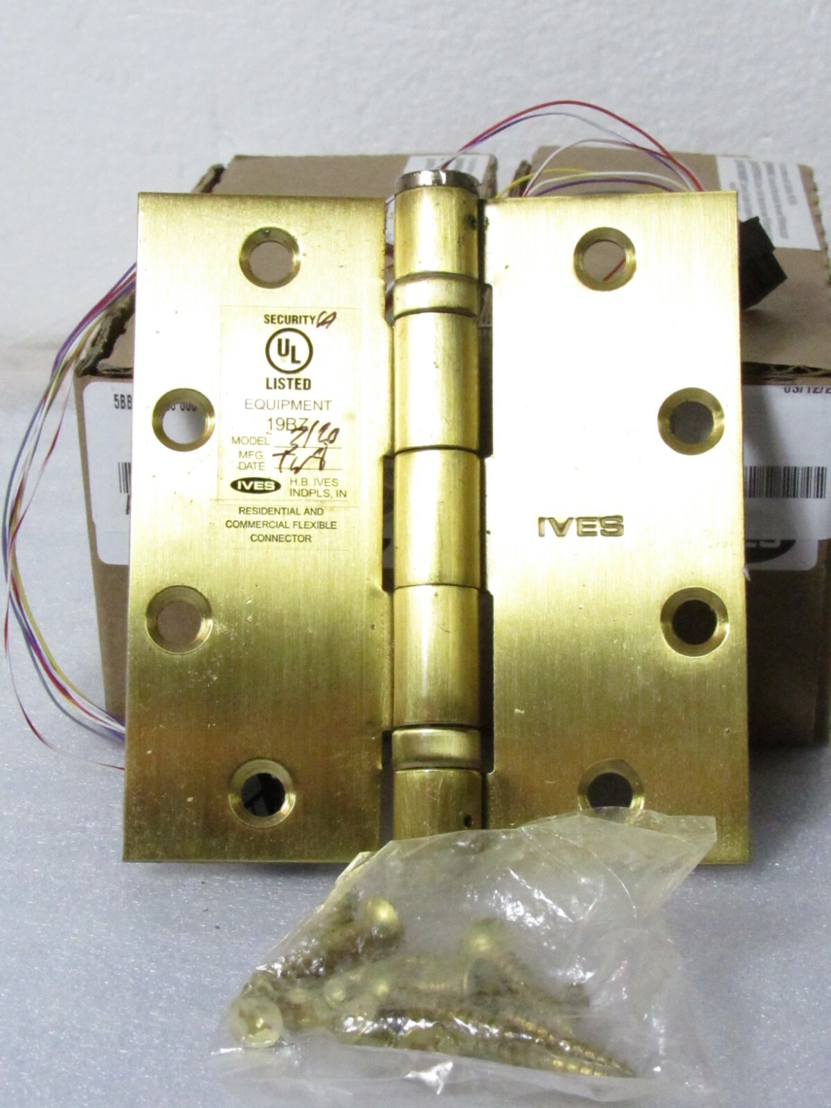 IVES 5BB1 5 x 4.5 606 CON TW8 Satin Brass Full Mortise Electric Butt Hinge [CTA]