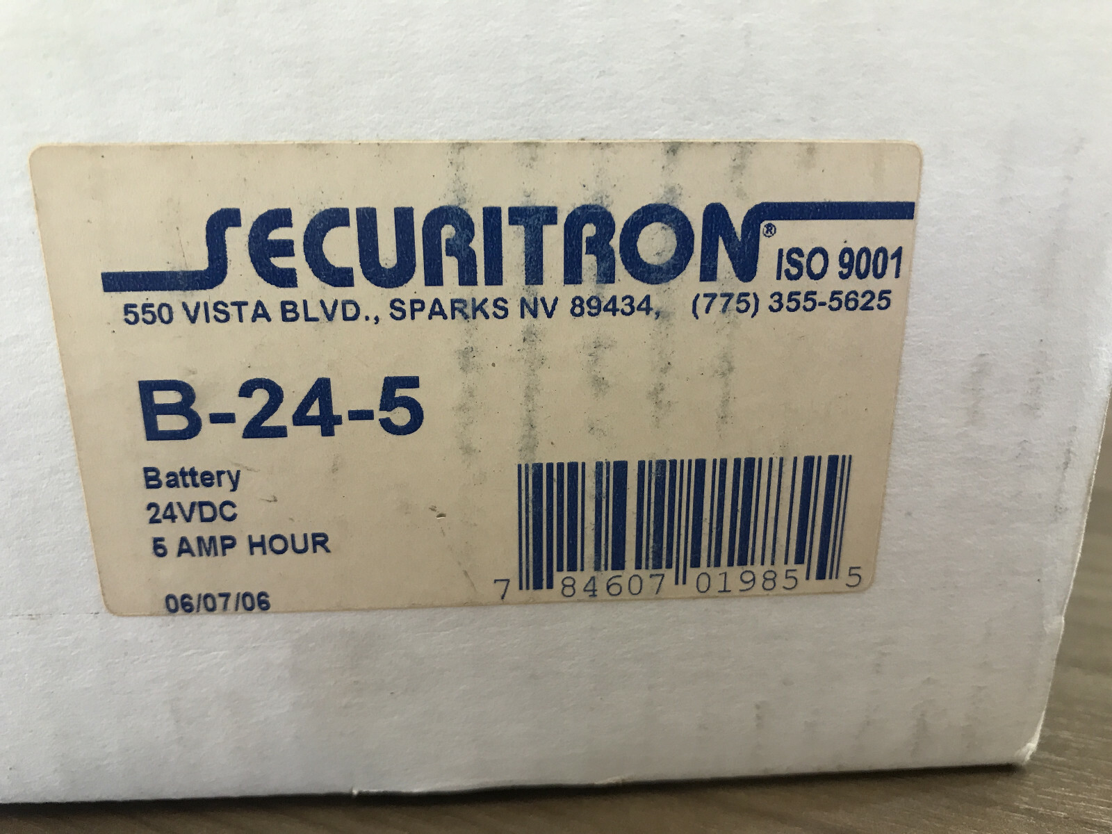 Securitron B-24-5 Battery….New In Box!