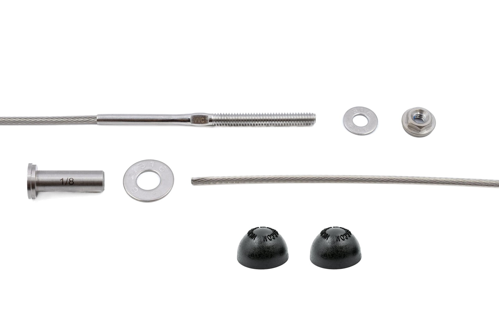 1/8″ Cable Railing Kit – 5 Ft Stainless Steel 316 for 5 Feet, Black Caps