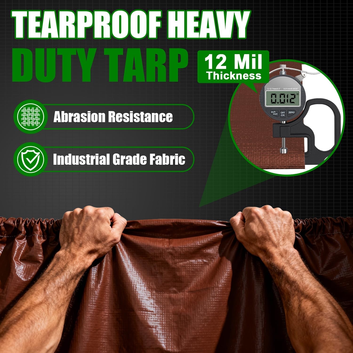 Sunvigor Tarp Waterproof 8x10Ft, Extra Thick 12 Mil Heavy Duty Tarp Cover, Te…