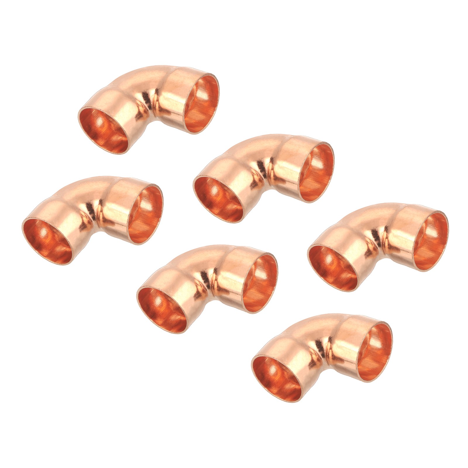 6 Pcs 0.98 Inch 90 Degree Copper Pipe Fitting with Sweat Solder, 1.77×1.77inch