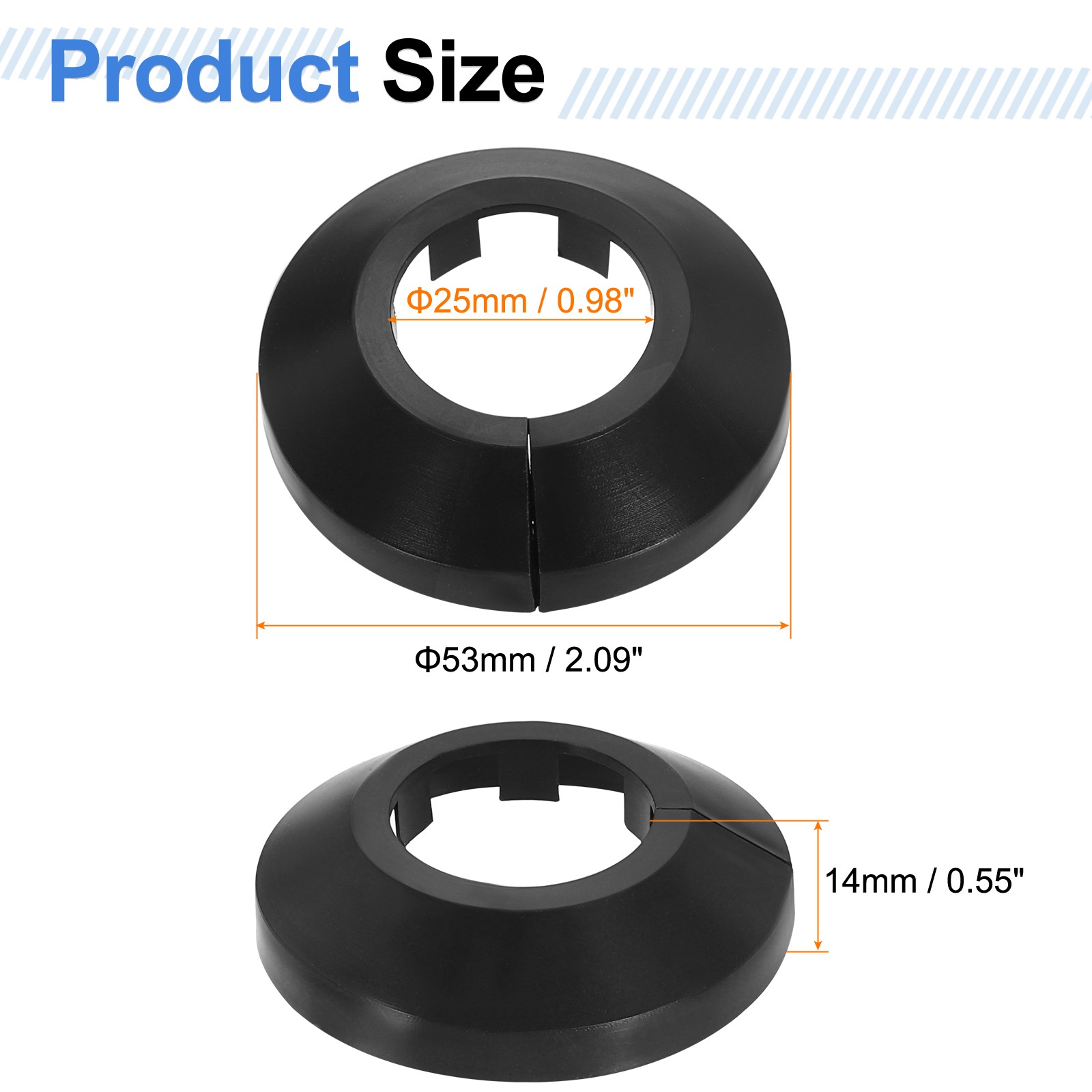 20pcs Flange Pipe Cover Decoration 0.98″ Clip-on Wall Hole Cover, Black