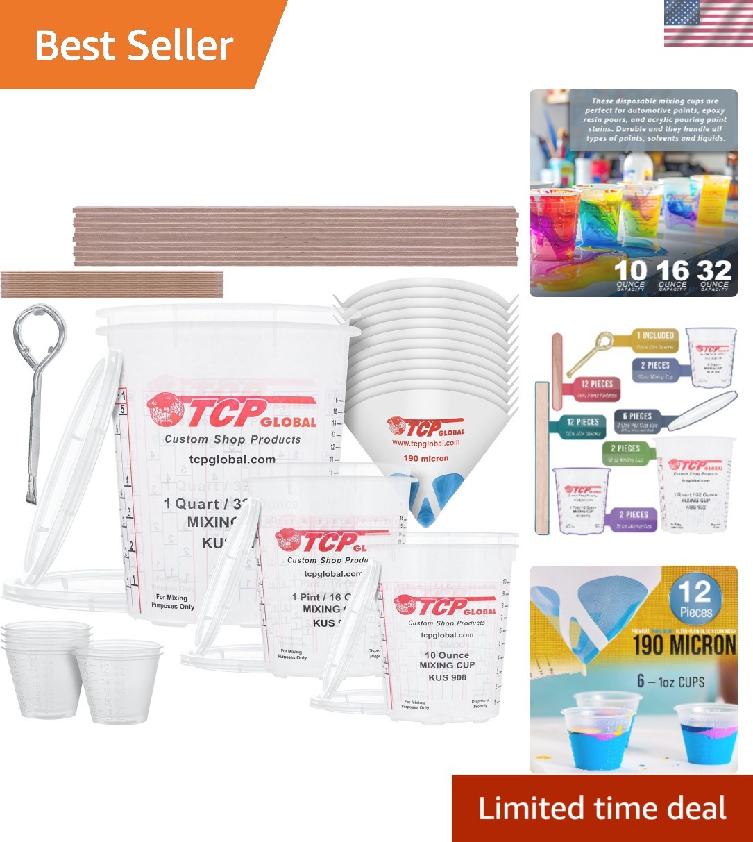 Comprehensive 12-Cup Paint Mixing Kit with Accurate Measurement Tools for Crafts