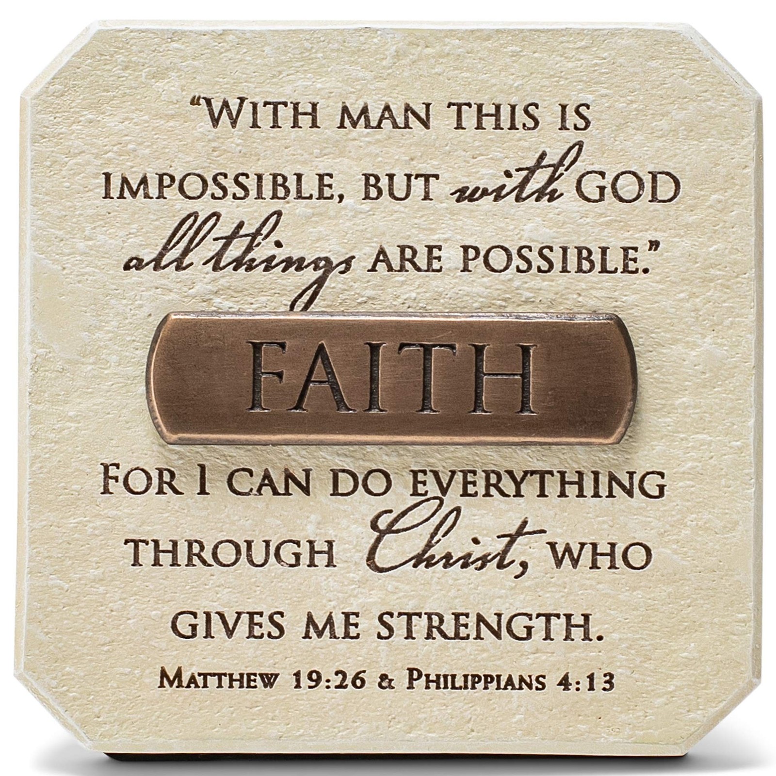 Lighthouse Christian Products Faith in Christ Sandstone 3.75 x 3.75 Cast Ston…