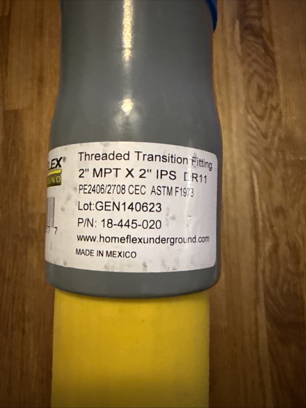 HOME-FLEX IPS Poly DR 11 2 in. MPT IPS Underground Yellow Poly Gas Transition