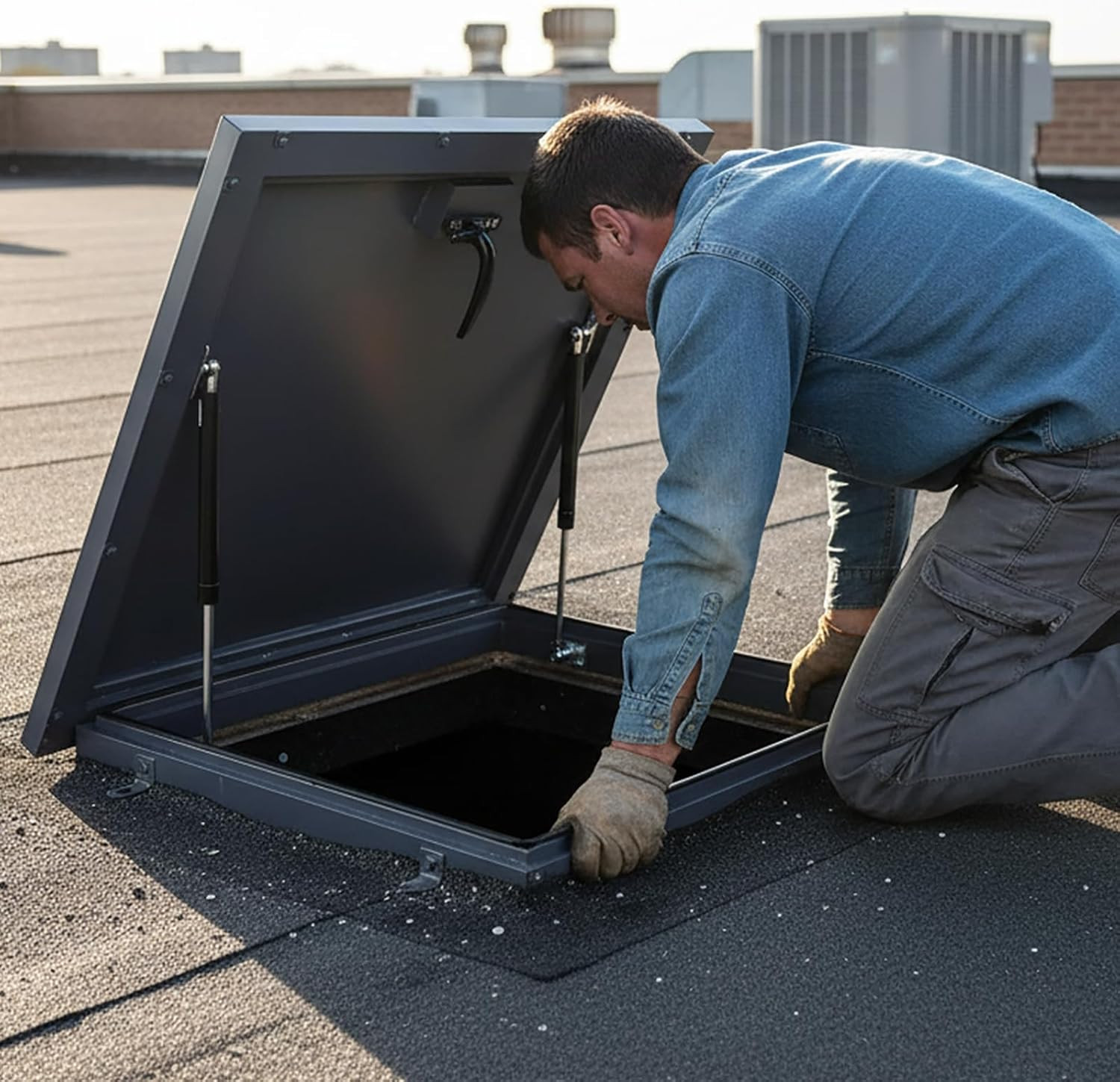 35.4”X35.4” Roof Access Hatch Security Door, Galvanized Steel Roof Hatch Cover