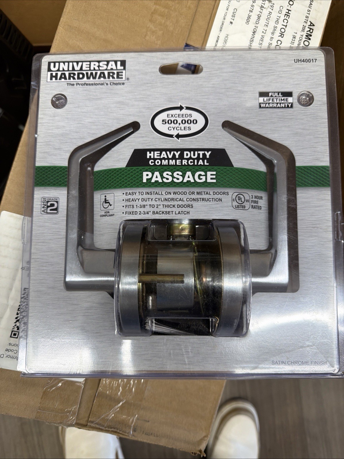 6Universal Hardware 2-3/4 in. Satin Chrome Light Duty Commercial Passage UH40017