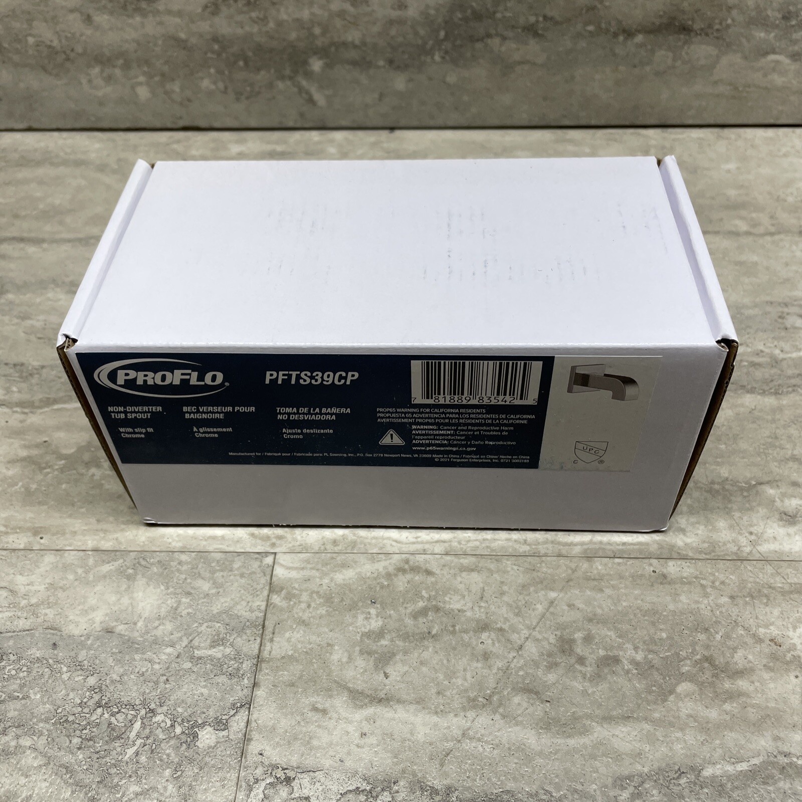 ProFlo PFTS39CP Non Diverter Tub Spout in Polished Chrome, New