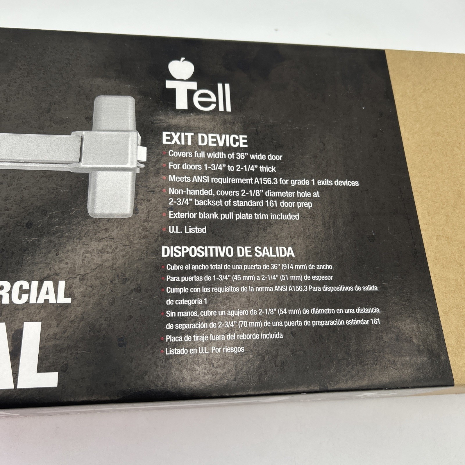 Tell Manufacturing 8300B 36″ Aluminum Universal Reversible Rim Exit Device