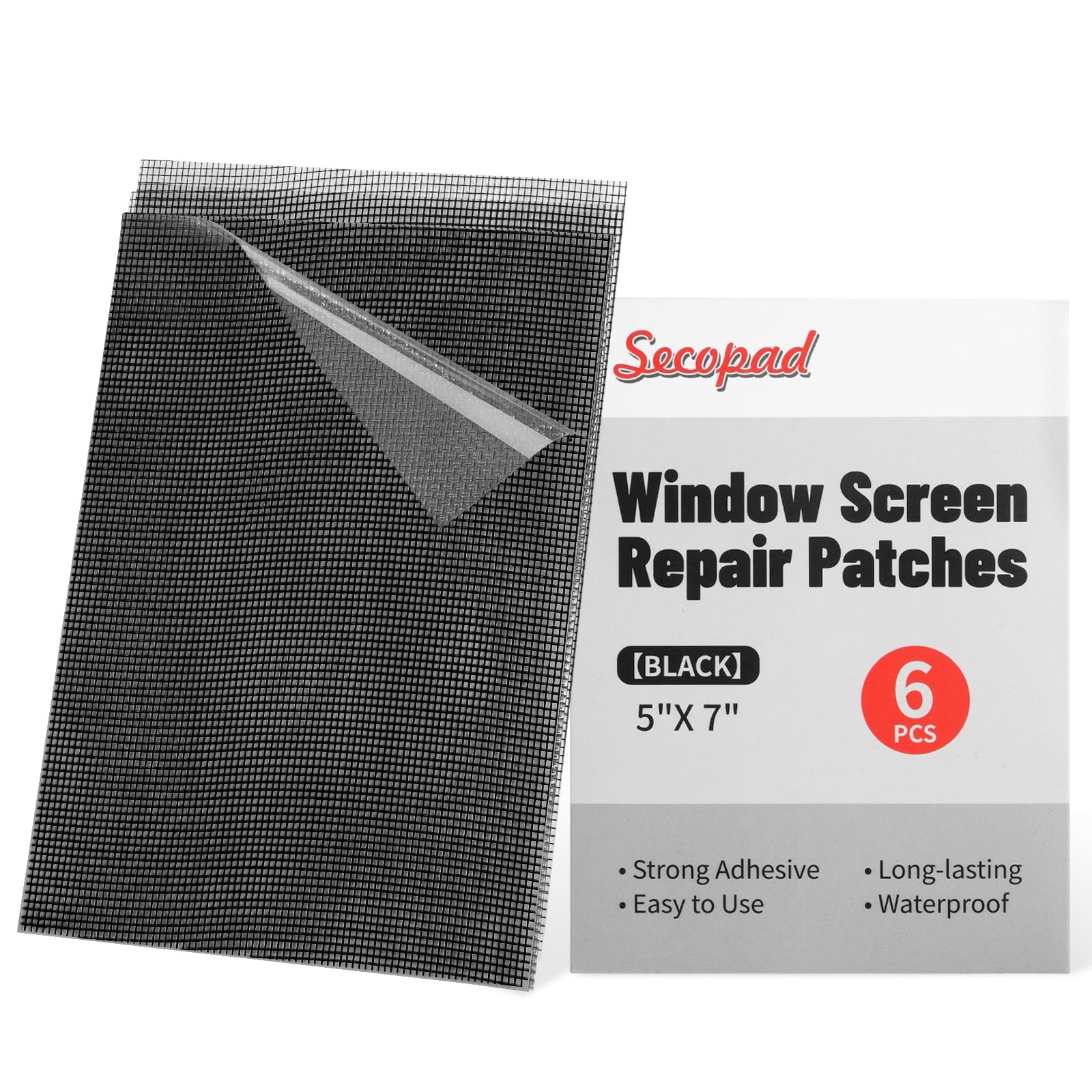 Secopad 5″ x 7″ Black/Grey Screen Repair Kit, 6 PCS Window 5 IN X 7 IN, Black