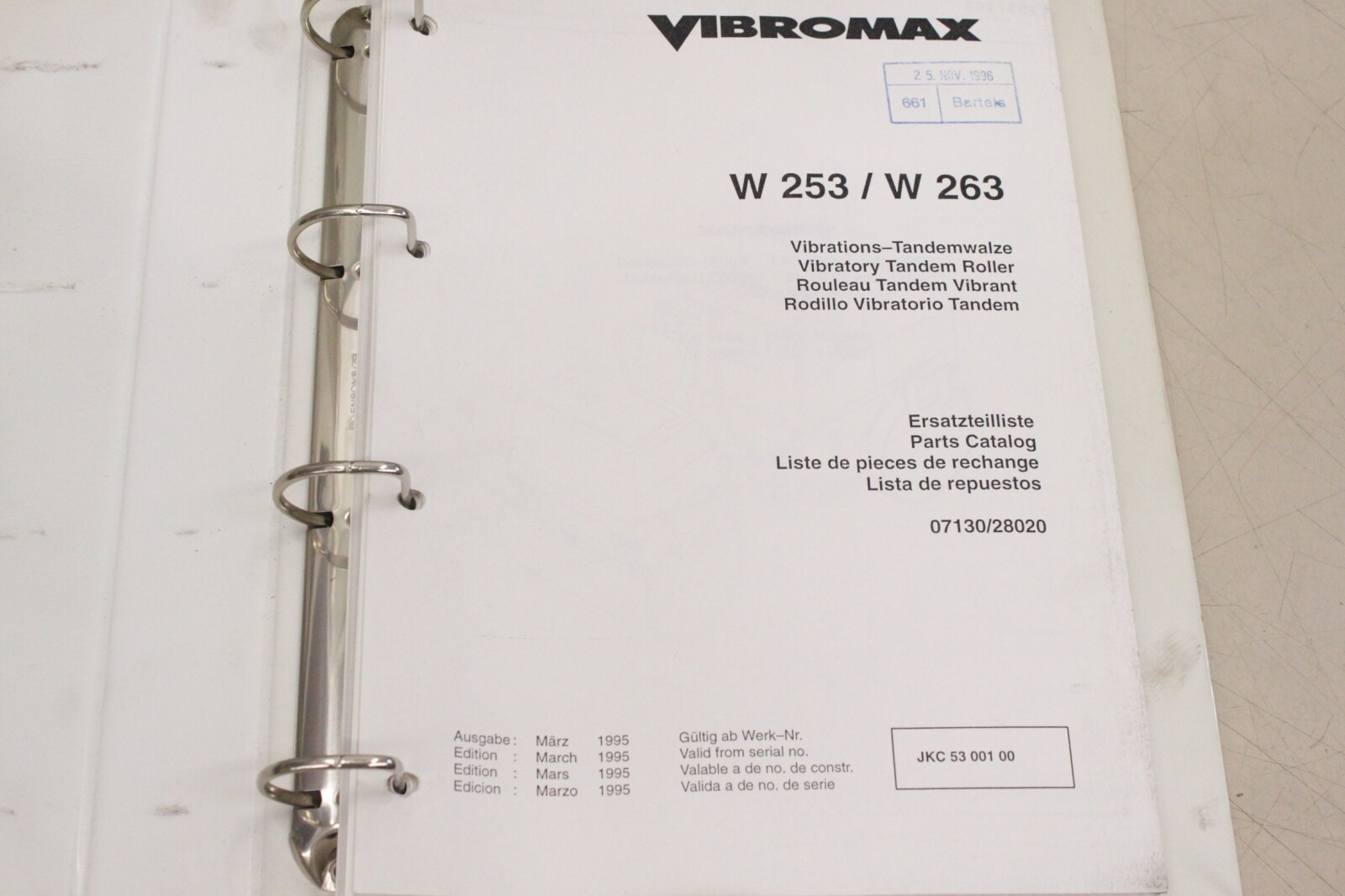 Vibromax W253 W263 1995 DE EN FR ESP Parts Catalogue W253/W263