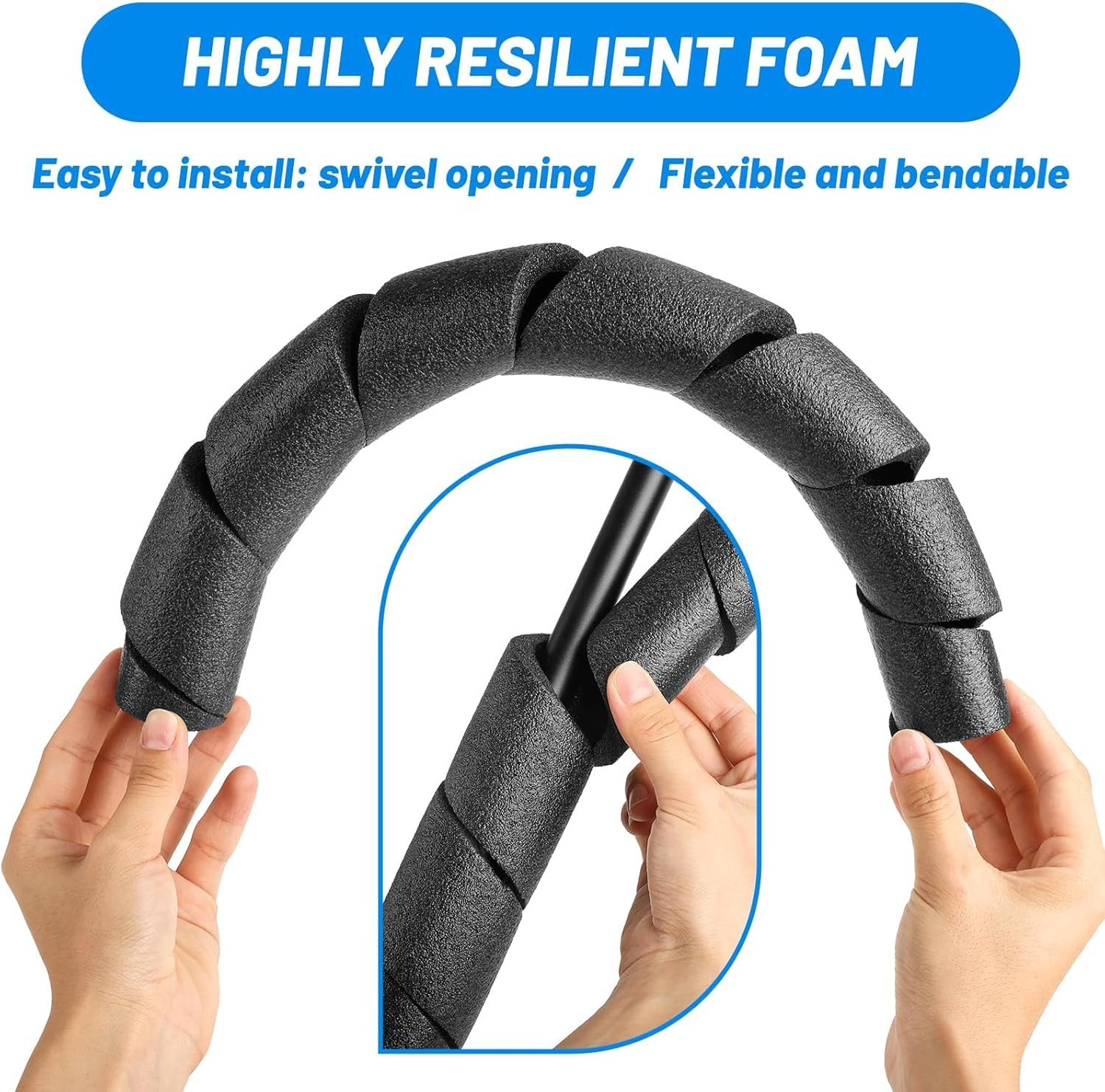 6 Pack Pipe Insulation Foam Tube, 15.7″ Black Foam Pipe Covers Multi-Purpose
