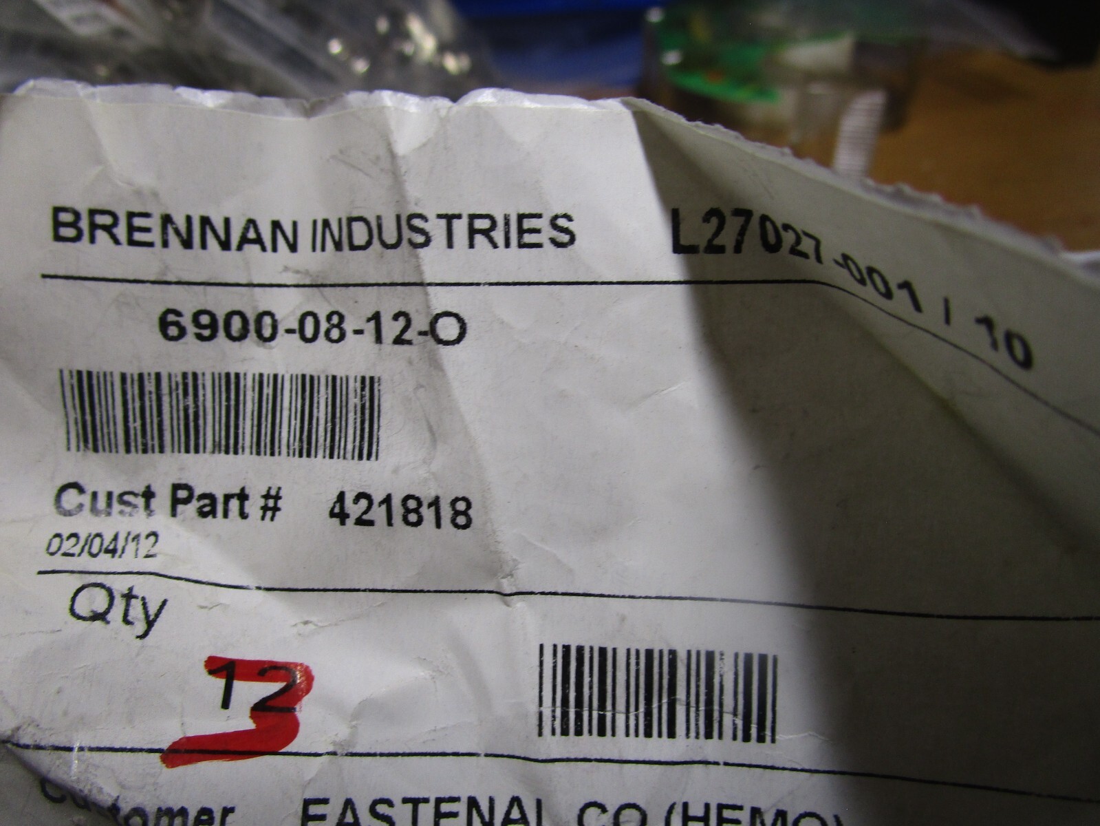 Brennan Industries Steel Straight Tube Fitting 3/4″-16 SAE ORB QTY 3