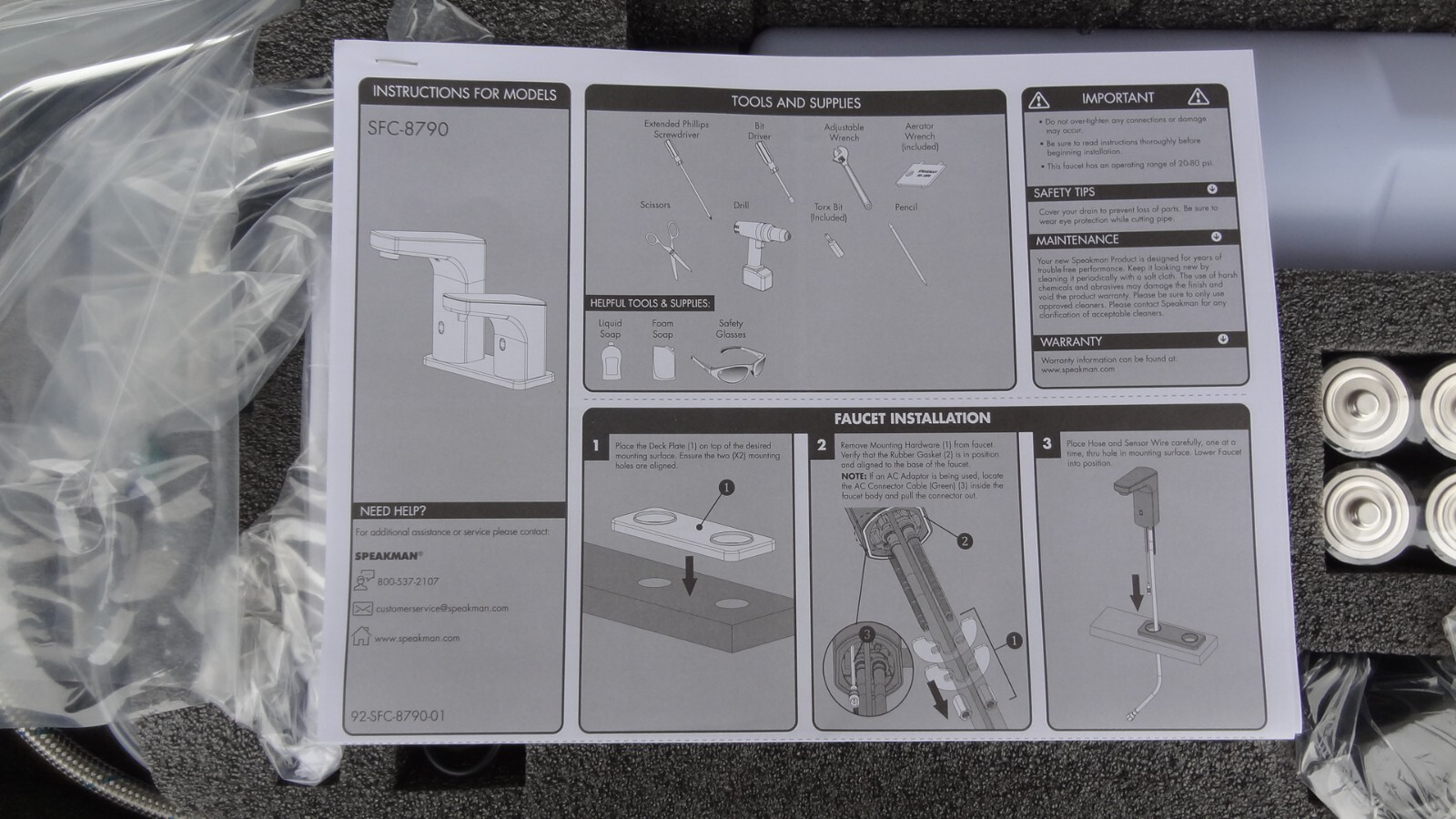 SPEAKMAN SFC-8790 SENSORFLO LOW ARC SENSOR FAUCET & SOAP COMBO COMERCIAL SERIES