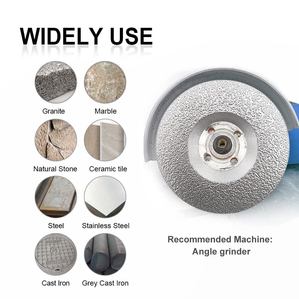 5″ Diamond Convex Grinding Wheel Vacuum Brazed Cup Disc for Stone Metal ceramic