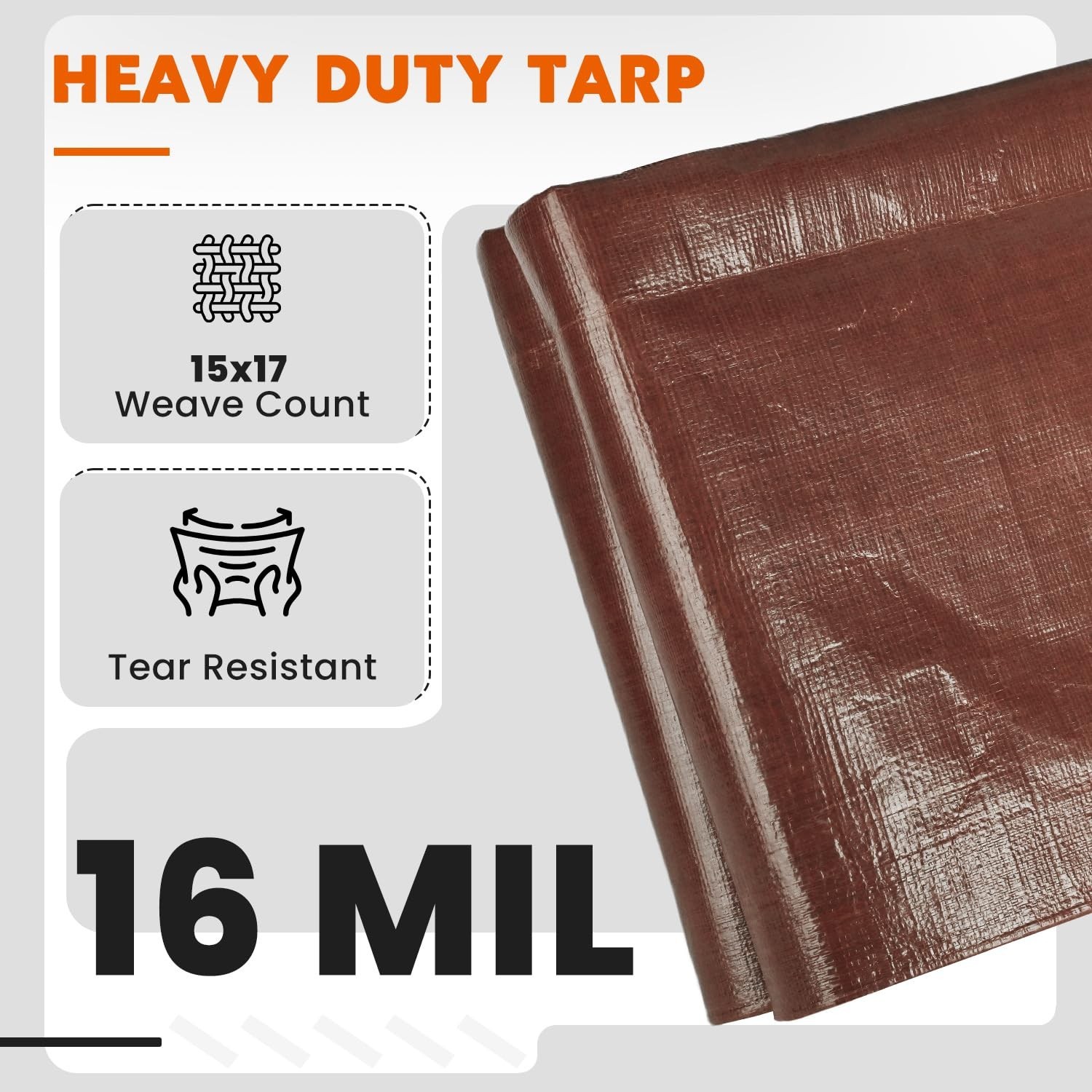 Keten Tarps Heavy Duty Waterproof 8×10 Feet, Extra Thick 16 Mil, Tear & Fade …