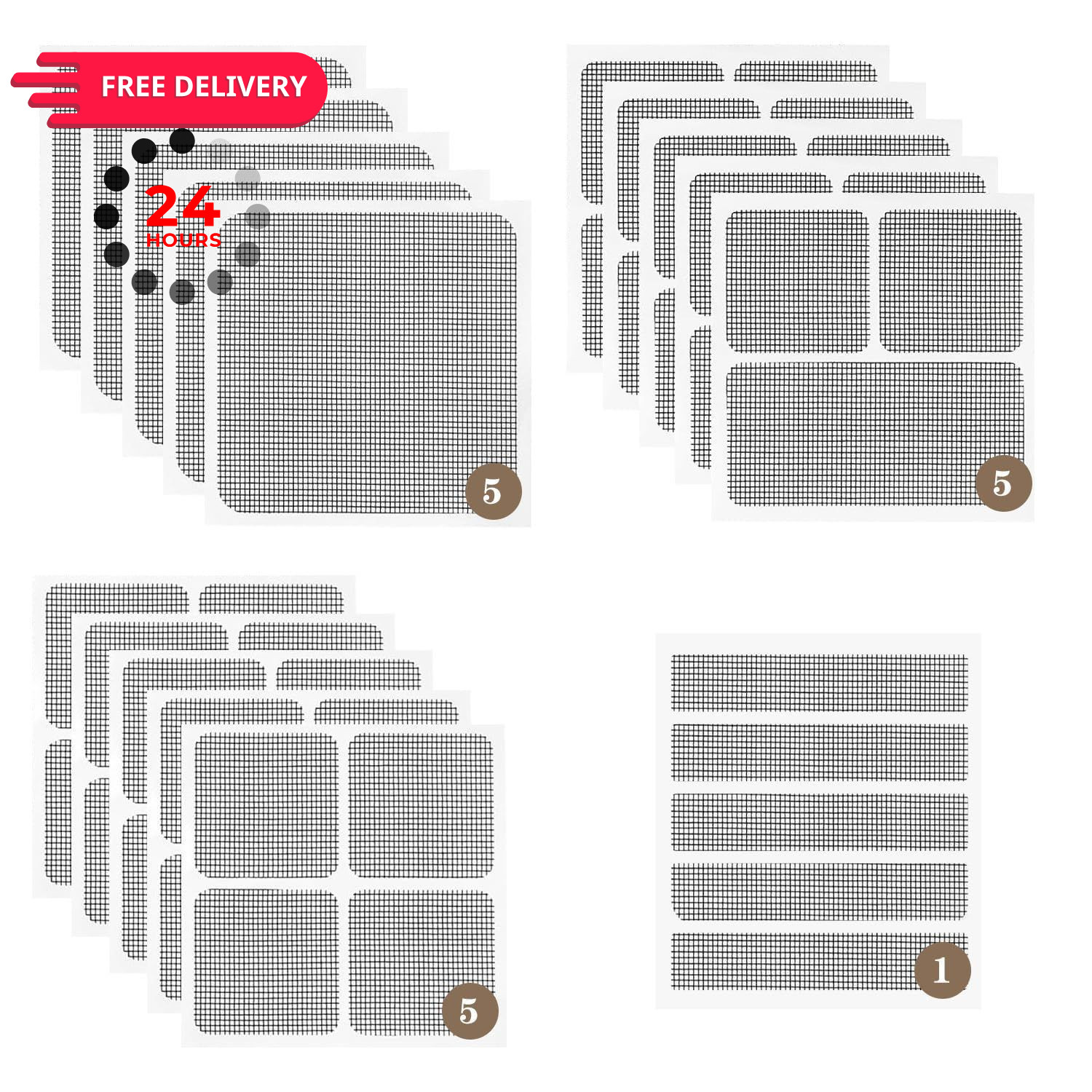 OLLBIT 16 4x4in (10.16×10.16cm) and 3.5×2.4in (8.89×6.10cm), Black 16Pcs
