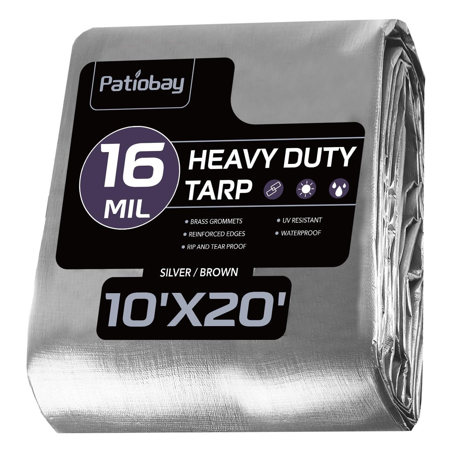 Tarp 10x20FT, 16 Mil, Heavy Duty Waterproof Tarps with Grommets Every 23.6″, …