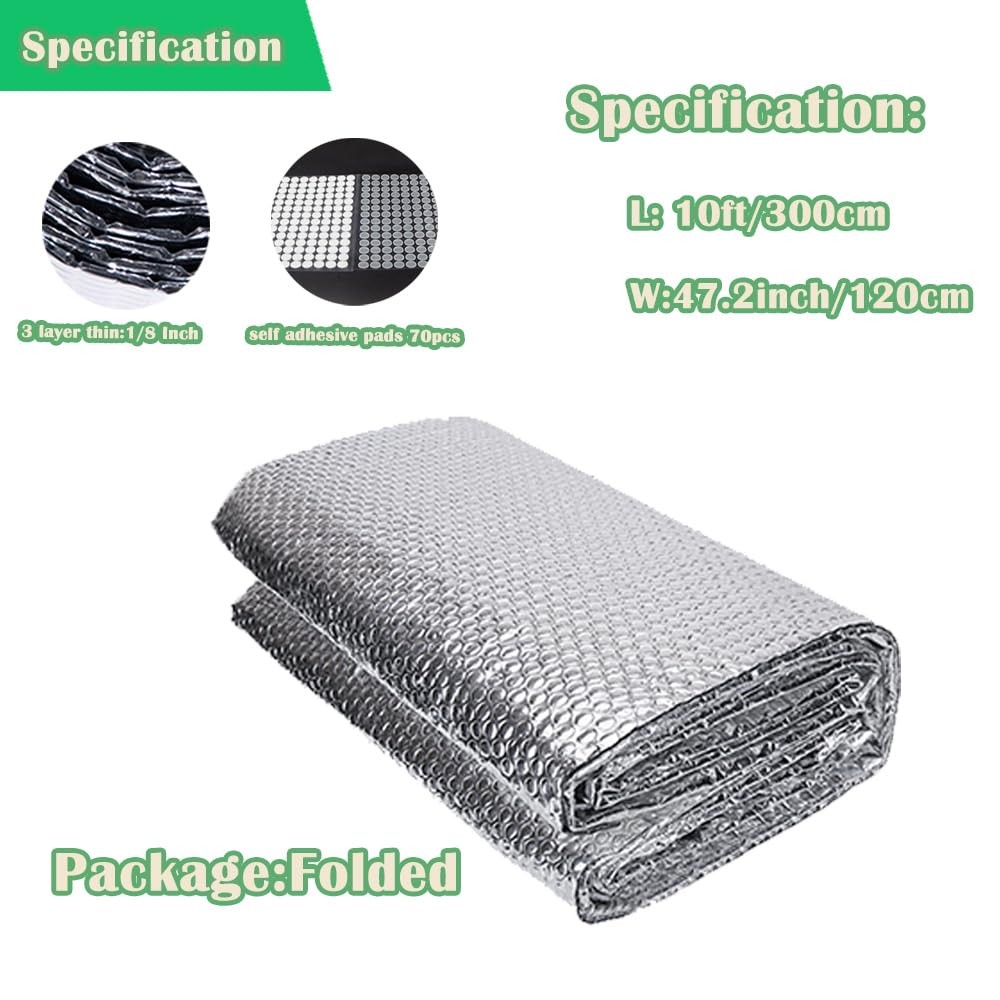 Double Reflective Insulation Foam, 48″ x 10 Ft Reflective Window Radiant Barr…