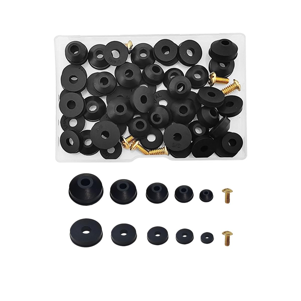 58 PCS Faucet Washers Assortment Kit, Flat & Beveled 0.59 inches, Black