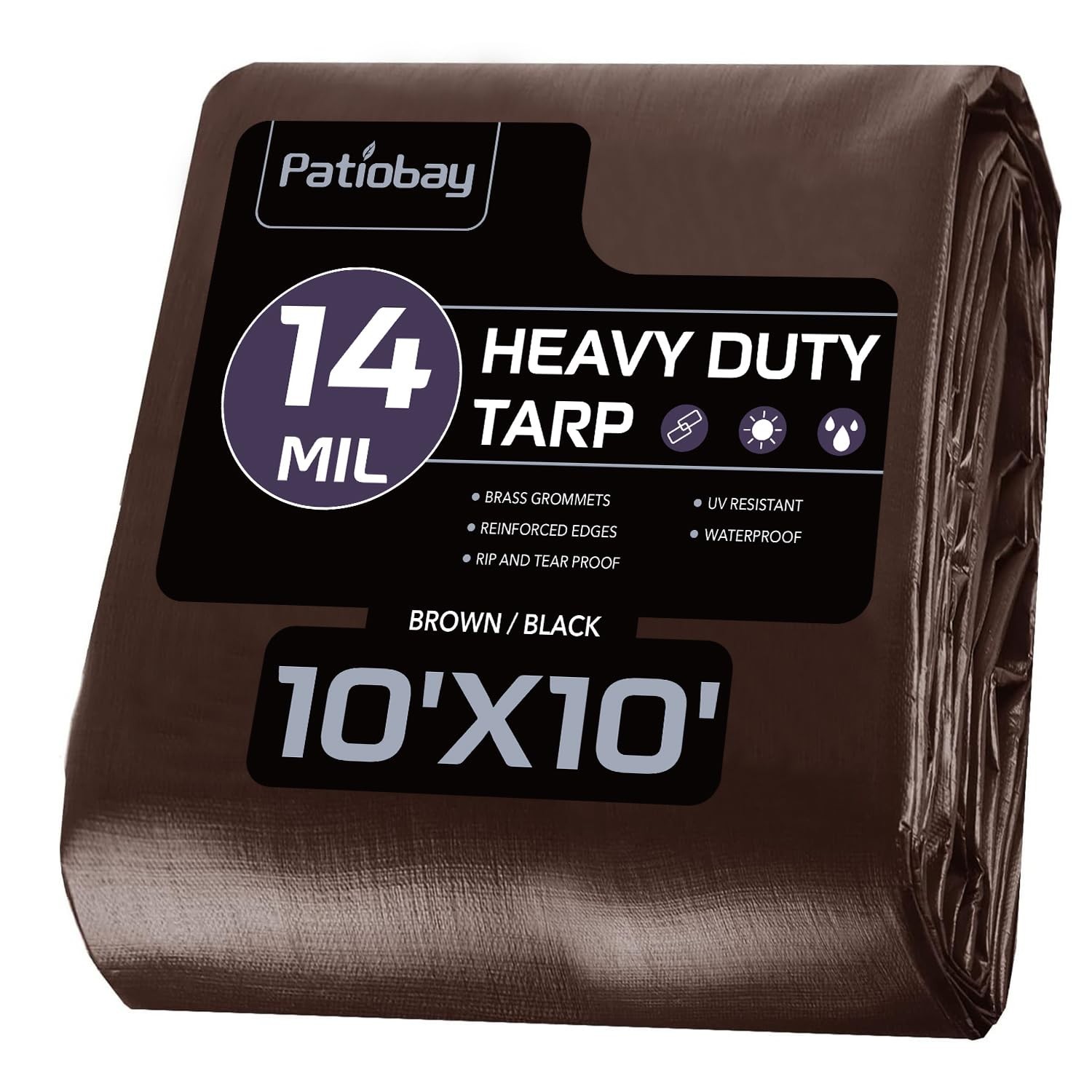Tarp 10x10FT, 14 Mil Large Tarp, Waterproof Tarps Heavy Duty with Grommets Ev…