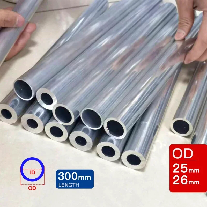 Aluminum Pipe Hollow Straight Round Tube OD25 26mm Length300 500mm Diameter 6063