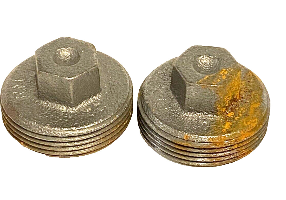 2-Pk Malleable Iron Meter Nut Plug Pipe Fitting 1-1/2″
