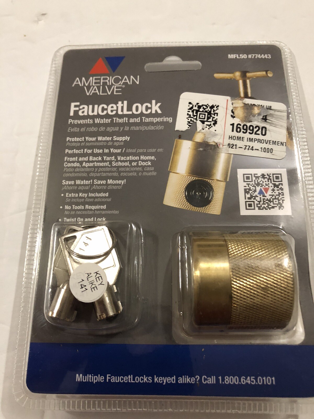 American Valve FaucetLock Hose Bib Water Supply Faucet Lock MFL50 Locking Bibb