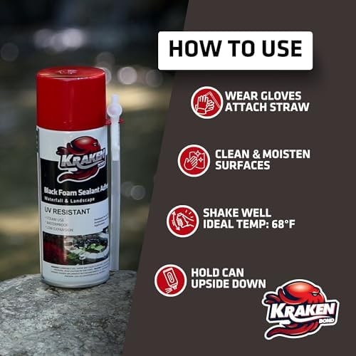 Kraken Bond Black Spray Waterfall Foam Sealant – (2x12oz) Expanding Polyureth…
