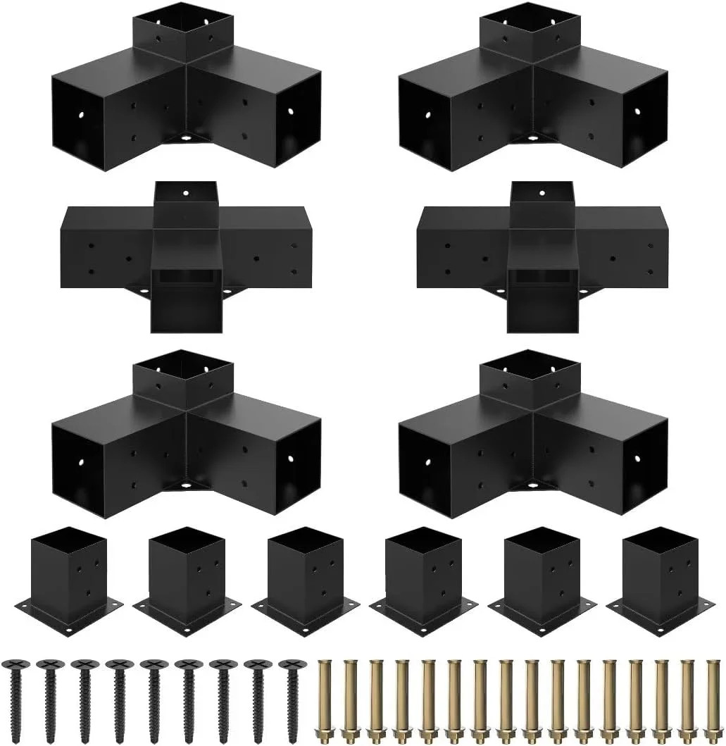 JEXALINE Pergola Kit for 4″x4″ Lumber, Heavy Duty Pergola Brackets with 3-Way &