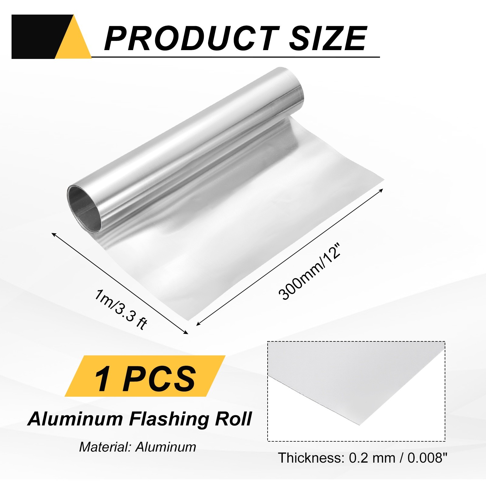 12″x3.3ft Aluminum Flashing Roll 0.2mm Metal Roof Panels Waterproof