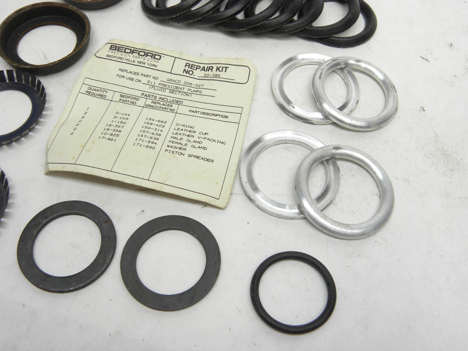 BEDFORD GRACO 206-927 (20-386) Pump Repair Kit for 9:1 President Pump