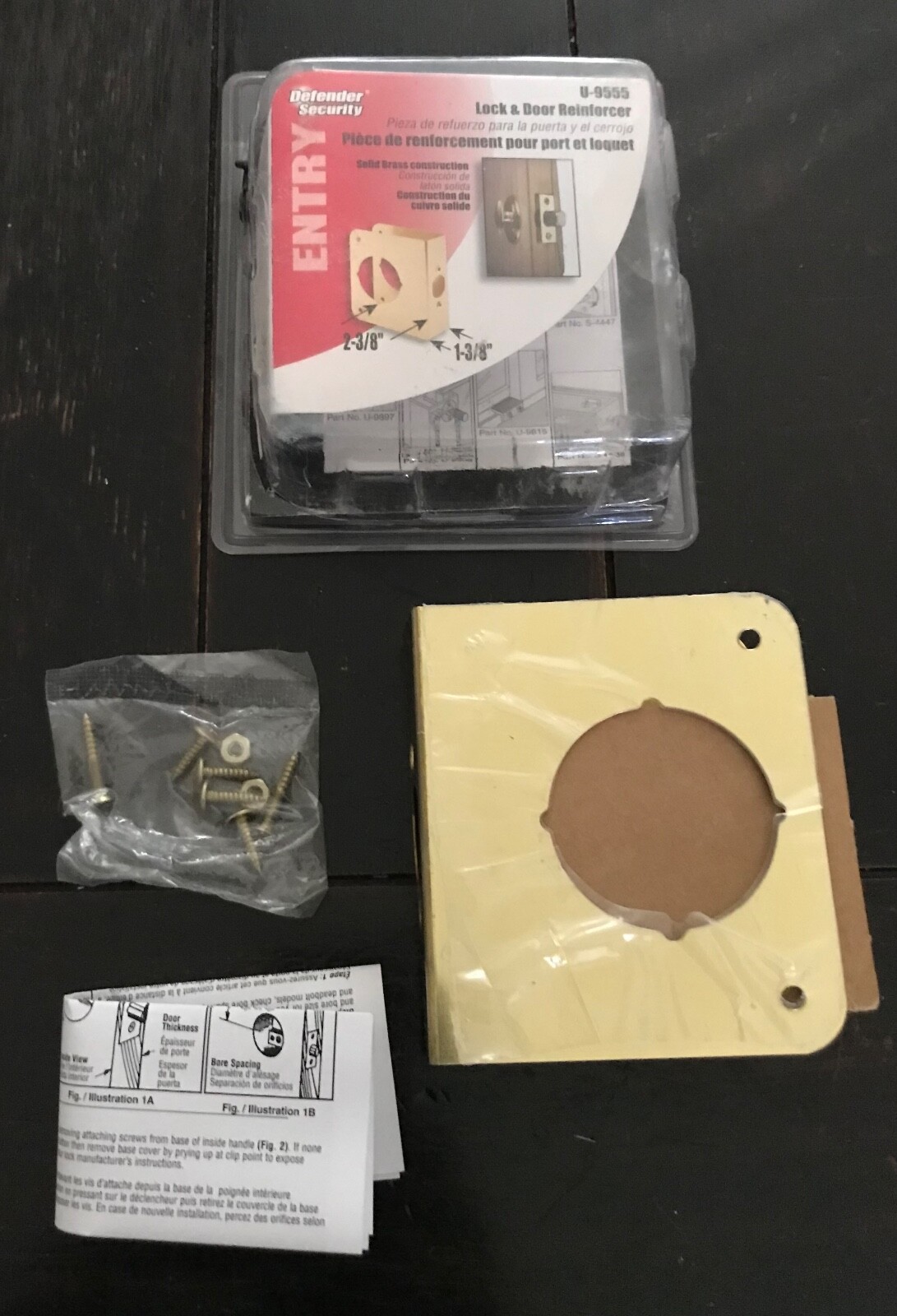 Defender Security 1-3/8 In. x 2-3/8 In. Brass Door Reinforcer U 9555 DEFENDER